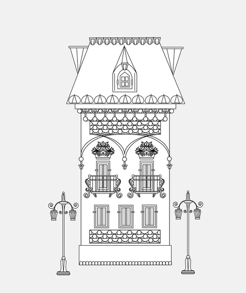 Huizen van de stad, gedetailleerde doodle collectie — Stockfoto