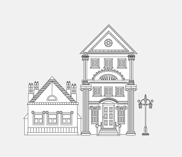 Domy miasta, szczegółowe doodle kolekcji — Zdjęcie stockowe