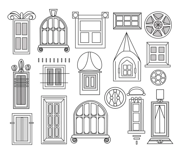 窗、 门和房子的部件集 — 图库照片