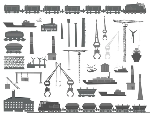 Uppsättning av transport och industriella ikoner — Stockfoto