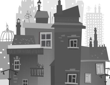 Başka bir binadaki siluetleri şehir arka plan yaptı