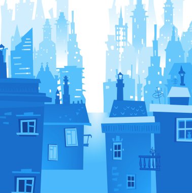 Başka bir binadaki siluetleri şehir arka plan yaptı