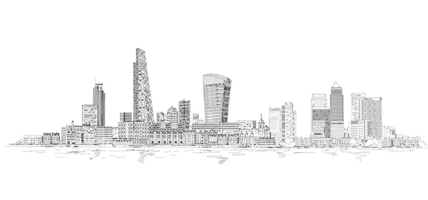 Londres moderno. Ciudad de Londres y Canary Wharf con grúas y obras de nueva construcción — Foto de Stock