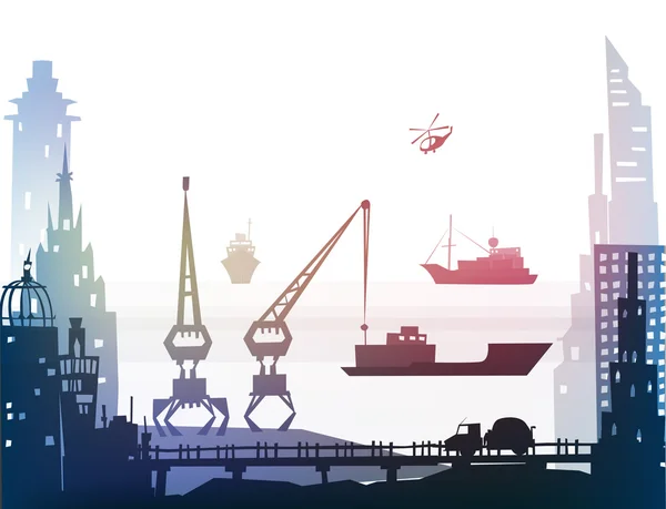 Port of big City, illustration — Stock Photo, Image