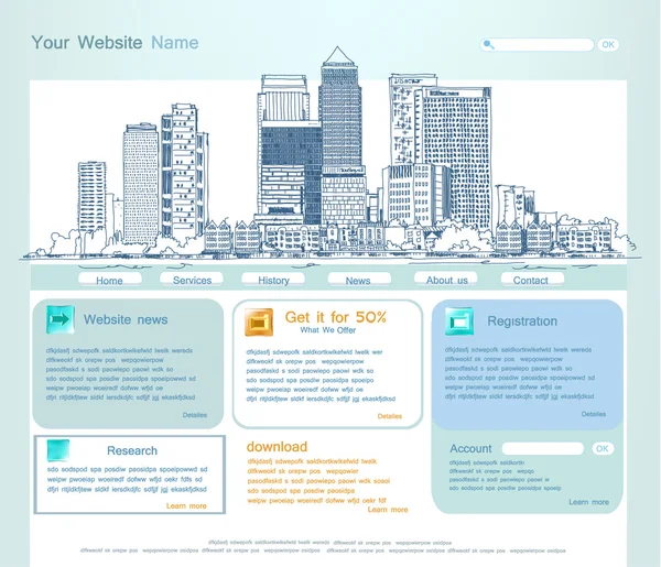 City of London sketch illustration (en inglés). Canary Wharf. Contexto empresarial —  Fotos de Stock