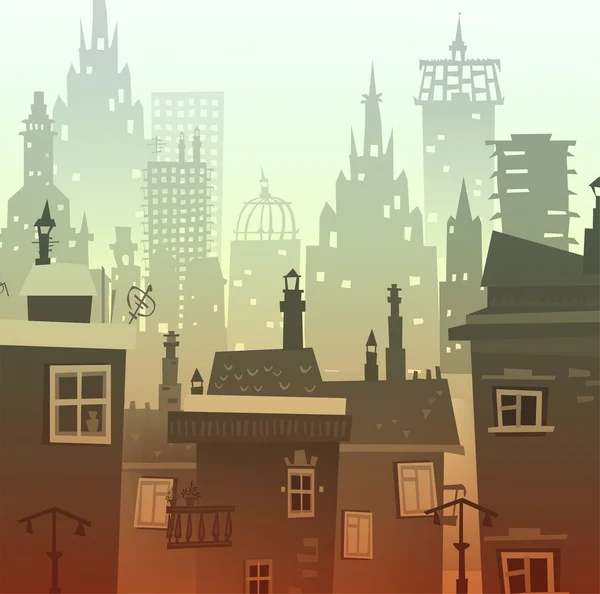 Fond de la ville composé de différentes silhouettes de bâtiment — Photo