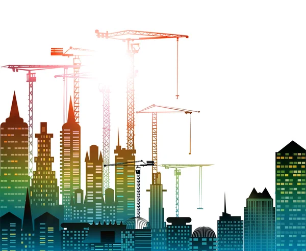 City and cranes, illustration — Stock Photo, Image