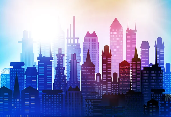 City background made of different building silhouettes — Stock Photo, Image