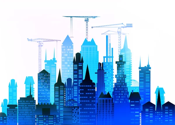 City and cranes, illustration — Stock Photo, Image