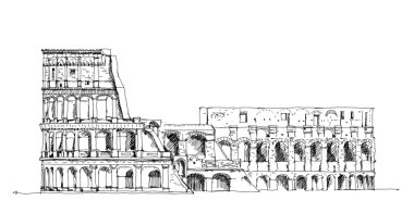 The Colosseum or Coliseum, Rome, Sketch collection clipart