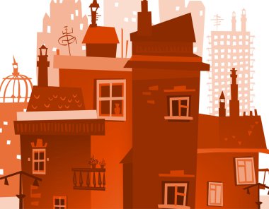 Başka bir binadaki siluetleri şehir arka plan yaptı