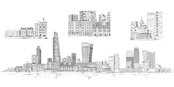 City of London szkic ilustracji. Otoczenie biznesu — Zdjęcie stockowe