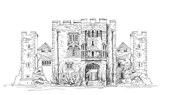 Castle Hever, UK. Sketch illustration