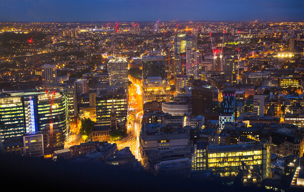 London view at sunset from the 32 floor