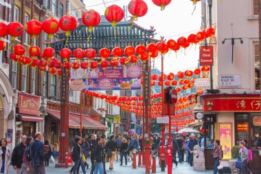 China Town is decorated by Chinese lanterns, London. UK clipart