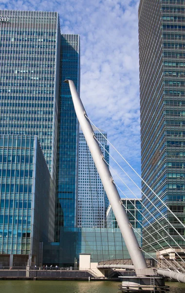 Canary Wharf biurowców o zachodzie słońca, międzynarodowego biznesu i aria bankowości. Londyn — Zdjęcie stockowe