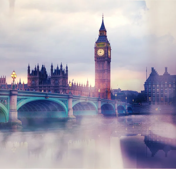 Big Ben and Houses of Parliament, image effet vintage vanille. Londres — Photo