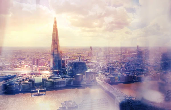 Londons Flygfoto, Shard och river Thames. — Stockfoto