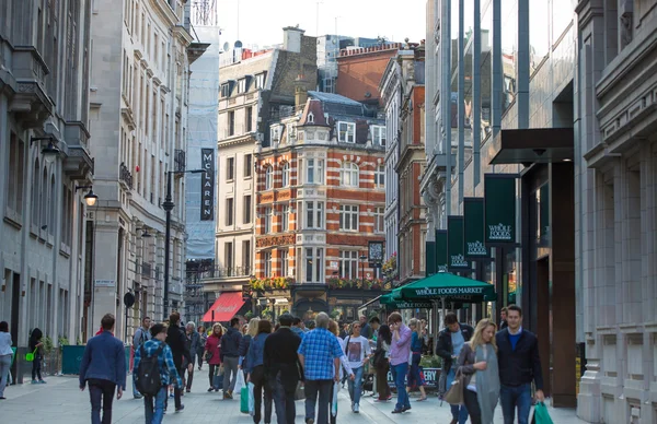 Kingly st. going in parallel to Regent street. Famous shopping and restaurants aria. London UK Stock Photo