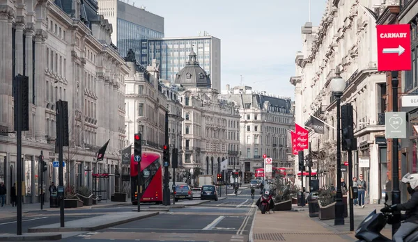 Londra Regno Unito Febbraio 2021 Regent Street Strade Vuote City — Foto Stock