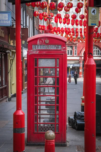 Londres Reino Unido Fevereiro 2021 China Town Red Lanterns Decoration — Fotografia de Stock