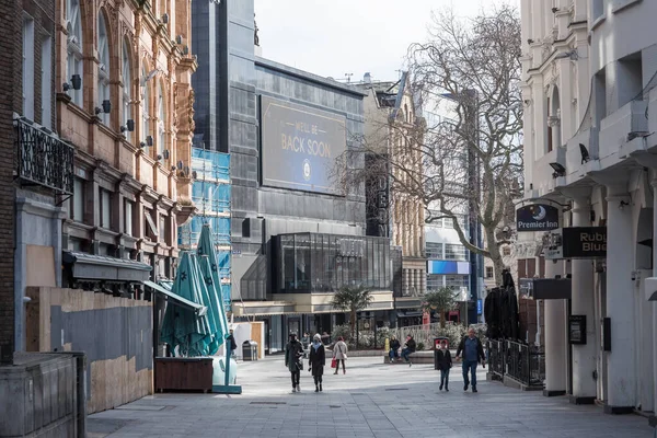 London Лютого 2021 Leicester Square View Covid Lockdown Людей Порожні — стокове фото