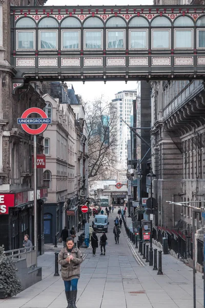Londra Febbraio 2021 Entrata Della Stazione Della Metropolitana Charing Cross — Foto Stock