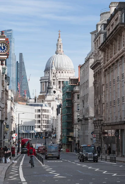 London Storbritannien Februari 2021 Sankt Pauls Katedral Och Tomma Gator — Stockfoto