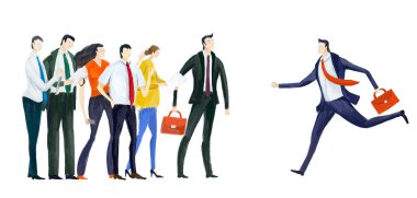 İş adamları ve patron ekibiyle konuşuyor. Profesyonel rekabet. Girişim, Hedef Düşünme, Finansal Hizmetler, Bankacılık, Stratejik Planlama, Geliştirme, Bilgi İşletme Konsepti. Sayısal Görüntü 