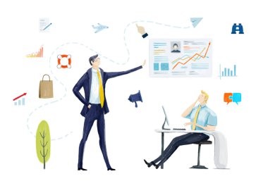 İş adamları, ofiste çalışan yaratıcı ekip. Gelecek projesi, konsept geliştirme. Profesyonel rekabet. Girişim, Amaçlı Düşünme, Finansal Hizmetler, Bankacılık, Stratejik Planlama, Bilgi İşletme Konsepti. Sayısal Görüntü 