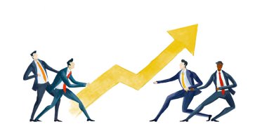 Savaşçı iş adamları. Gelecek projesi, konsept geliştirme. Profesyonel rekabet. Girişim, Amaçlı Düşünme, Finansal Hizmetler, Bankacılık, Stratejik Planlama, Bilgi İşletme Konsepti. Sayısal Görüntü 
