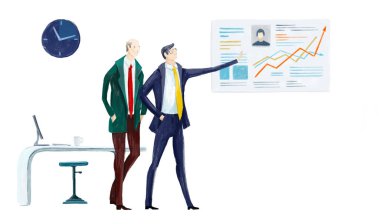 Ofiste çalışan iş adamları. Girişim, Amaçlı Düşünme, Finansal Hizmetler, Bankacılık, Stratejik Planlama, Geliştirme, İş Çözümleri, Danışmanlık, Bilgi İşletme Konsepti. Sayısal Görüntü 