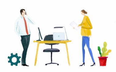 Ofiste çalışan iş adamları. Girişim, Amaçlı Düşünme, Finansal Hizmetler, Bankacılık, Stratejik Planlama, Geliştirme, İş Çözümleri, Danışmanlık, Bilgi İşletme Konsepti. Sayısal Görüntü 