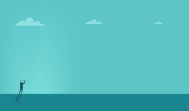 Başarılı iş adamı teleskopla yeni iş fırsatları arıyor..