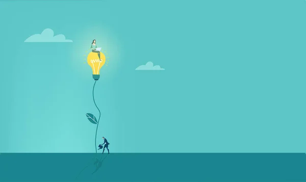 Successful business people and light bulb as symbol of new creative idea. Business concept illustration