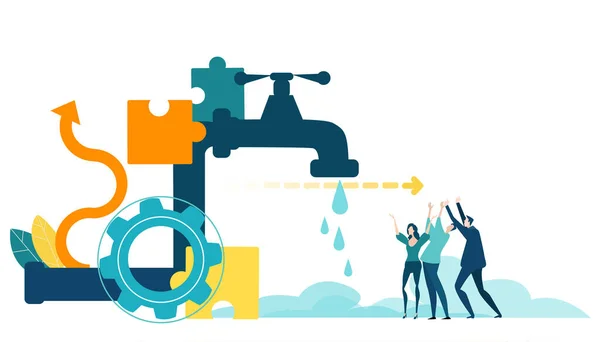 Fresh Water Concept Set Business Concept Illustration Business People Working — Stock Photo, Image