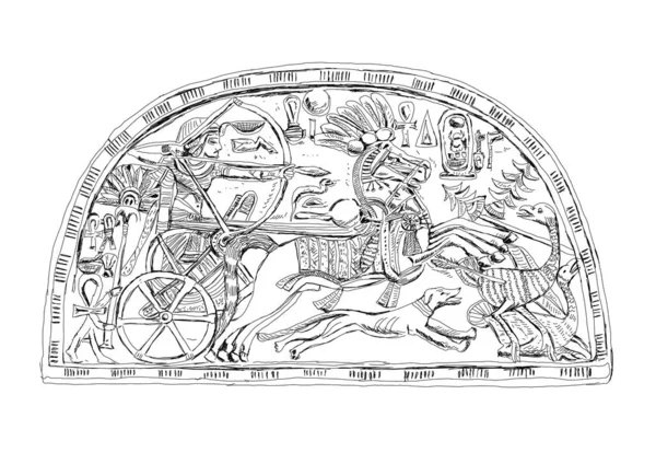 Croquis Relief Pharaon Toutankhamon Chasse Gravé Toutankhamon Shrinesat Autel Tombeau — Photo