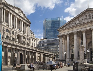 LONDON, UK - JUNE 30, 2014: Bank of England. Square and underground station clipart