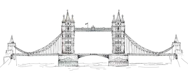 Skizzensammlung berühmter Gebäude. London, Tower Bridge — Stockfoto