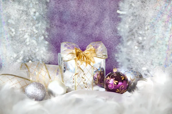 Weihnachten Hintergrund mit Geschenkbox — Stockfoto