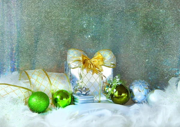 Christmas background with present box — Stock Photo, Image