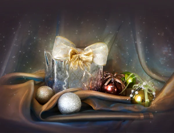 Christmas background with present box — Stock Photo, Image