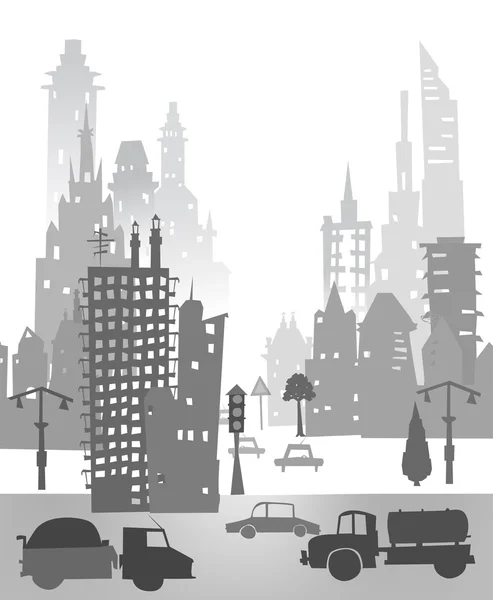 City background made of different building silhouettes — Stock Photo, Image