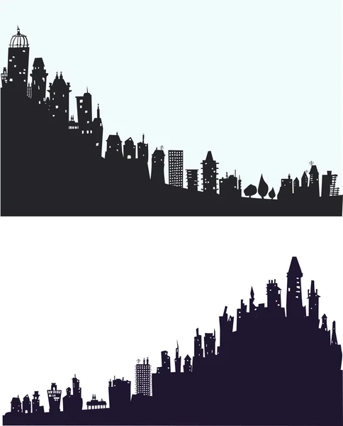 Stadthintergrund aus verschiedenen Gebäudesilhouetten — Stockfoto