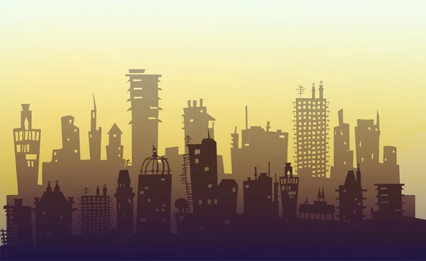 Achtergrond van de stad gemaakt van ander gebouw silhouetten — Stockfoto