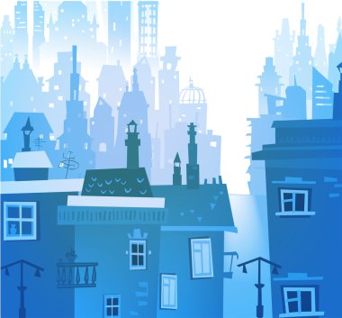 Başka bir binadaki siluetleri şehir arka plan yaptı