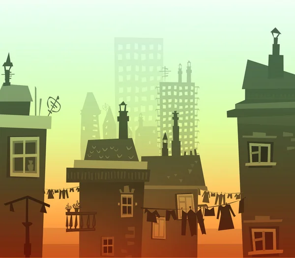 City background made of different building silhouettes — Stock Photo, Image