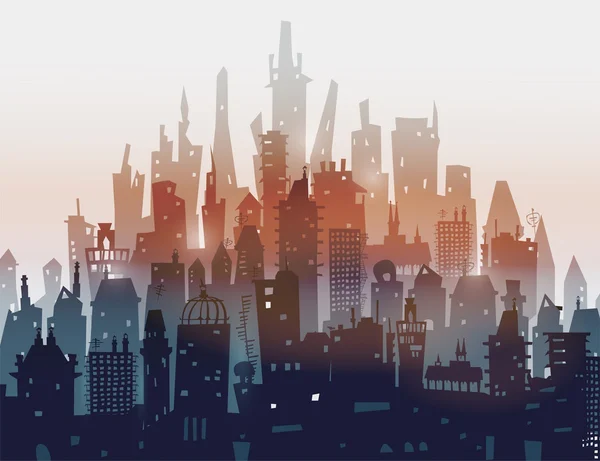 Fond de la ville composé de différentes silhouettes de bâtiment — Photo