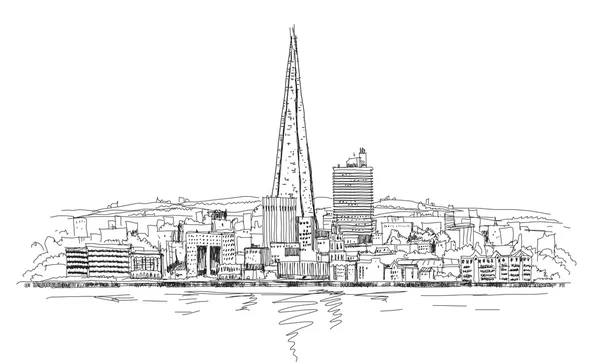 Panoramisch uitzicht op Londen en scherf van glazen gebouw, Sketch collectie — Stockfoto