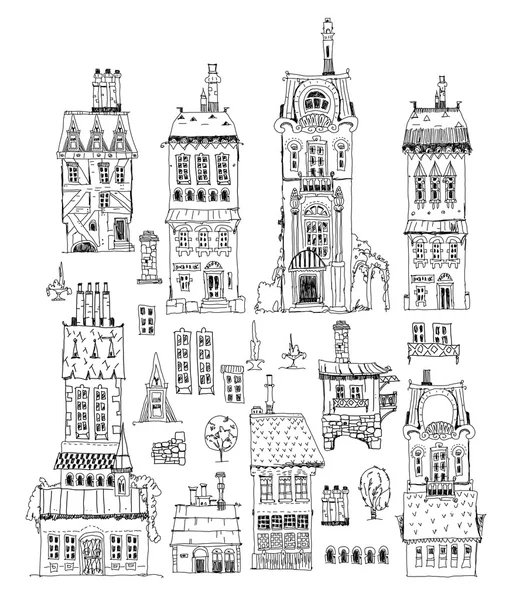 Streszczenie miasta budynków zestaw, szkic kolekcja — Zdjęcie stockowe